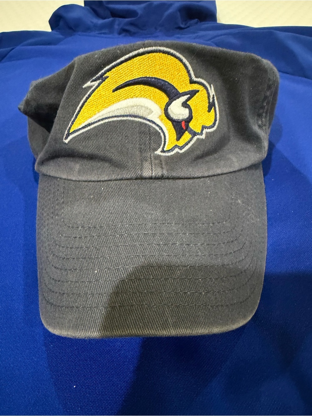 NHL Buffalo Sabres Adult Distressed Fitted Back Side Logo Hat Medium